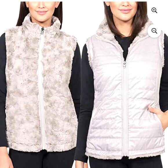 Nicole Miller Originals Faux Fur Reversible Vest XXL Ivory/Off White  PLUS - Picture 7 of 8